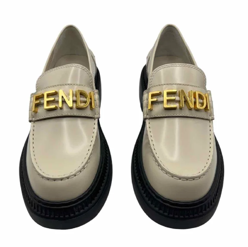 Affordable loafers for bulk orders -Fendi Bone Size 41 Fendigraphy Leather Platform Loafers