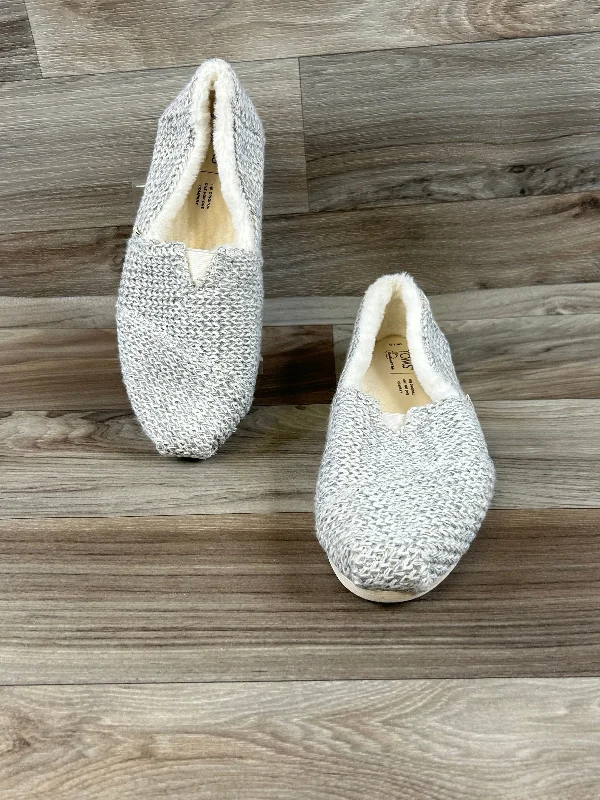 stylish flats for smart look-Shoes Flats By Toms In Grey & White, Size: 10