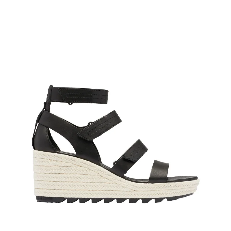 Waterproof sandals for river trips-Women's Shoes Sorel CAMERON Multi-Strap Wedge Sandals 1999191010 BLACK / CHALK