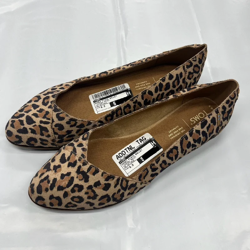 stylish slip-on flats with bow-Shoes Flats Ballet By Toms In Leopard Print, Size: 8.5