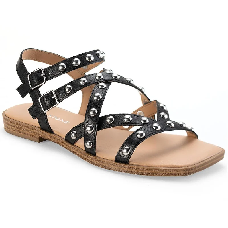 Affordable sandals for sunny trips-Sun + Stone Womens Faux Leather Studded Gladiator Sandals