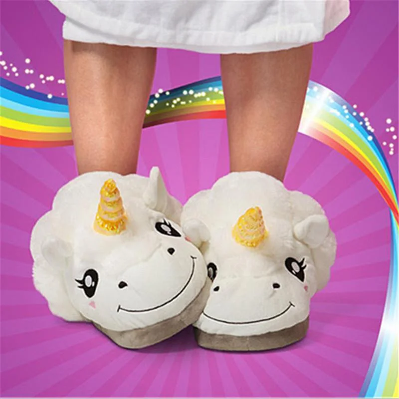 peace slippers soft-The  Indoor Plush Unicorn Slippers