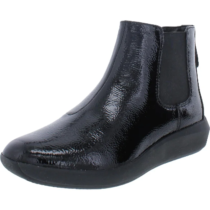 Heavy-duty boots for logging-Clarks Womens Tawni Mid Patent Leather Ankle Chelsea Boots