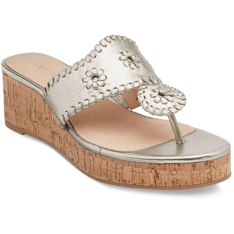 Waterproof sandals for lake shores-Jack Rogers Womens Metallic Cork Wedge Sandals