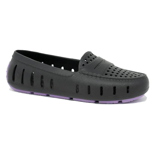 Loafers with breathable lining -Floafers Posh Black Lavender Slip On (Ladies)