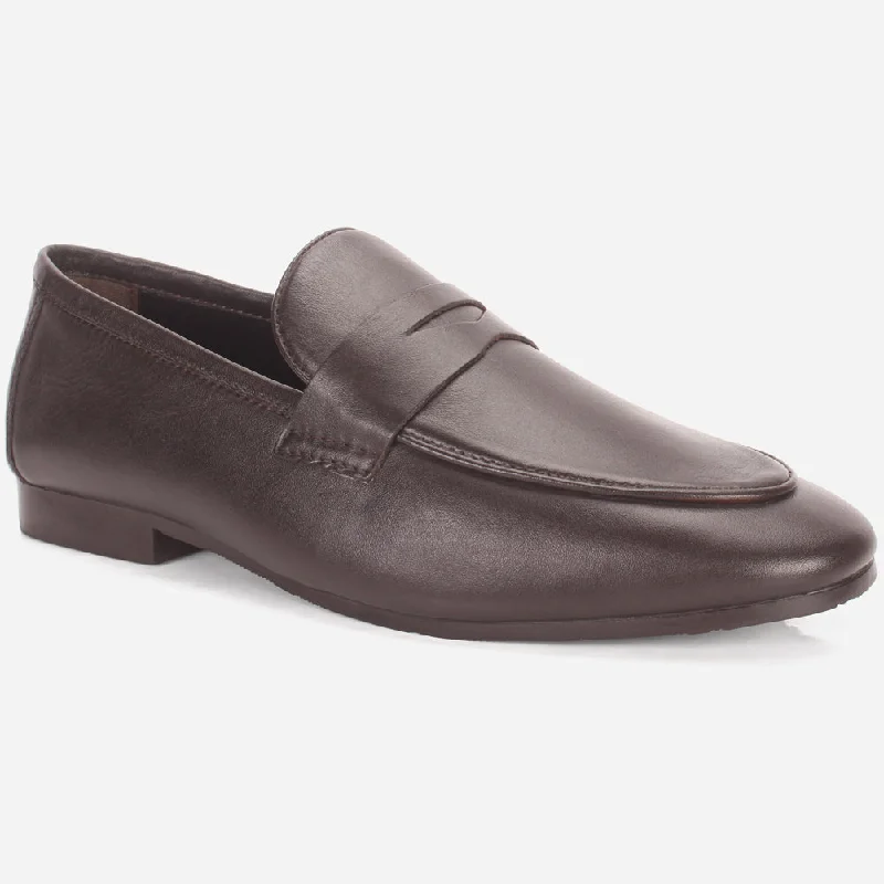 Loafers for office chats -Men "APLYS" Leather Slide In Loafers Shoes