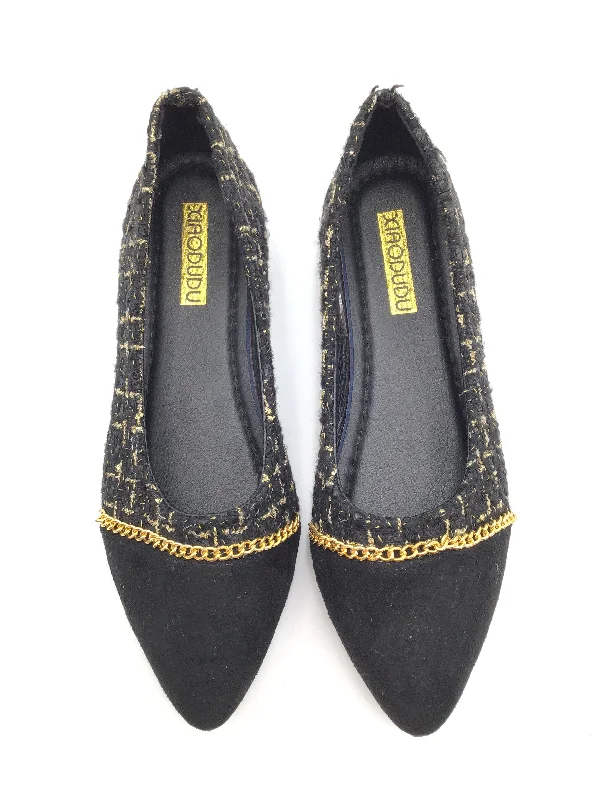 professional flats for work-Shoes Flats By Clothes Mentor In Black & Gold, Size: 7.5