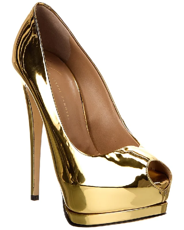 High heels with sleek linings -high heels with glitter finish-Giuseppe Zanotti Sharon 105 Leather Pump