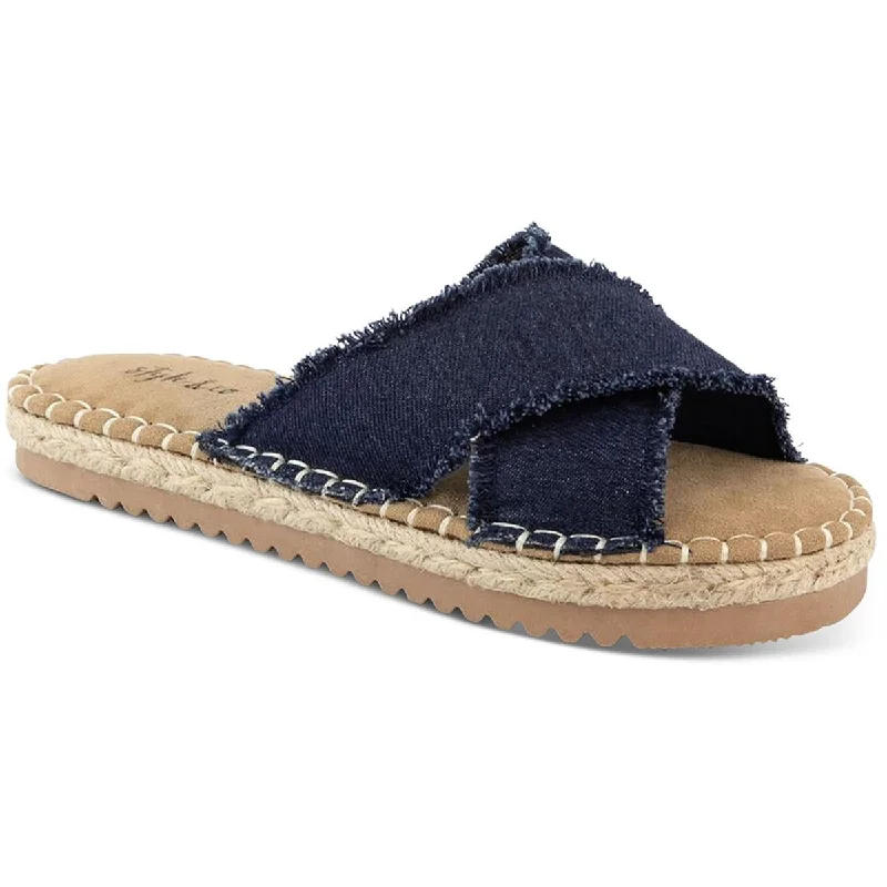 Waterproof sandals for river rafting-Style & Co. Womens Kelt  Denim Criss-Cross Front Slide Sandals