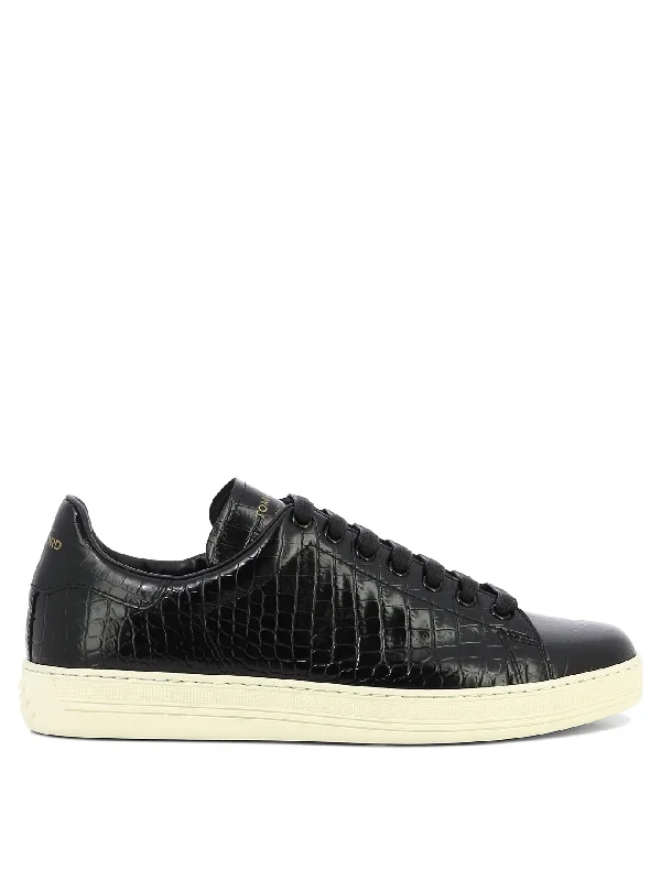 Athletic shoes for tough hiking paths -TOM FORD Luxury Croc-Print Leather Sneakers