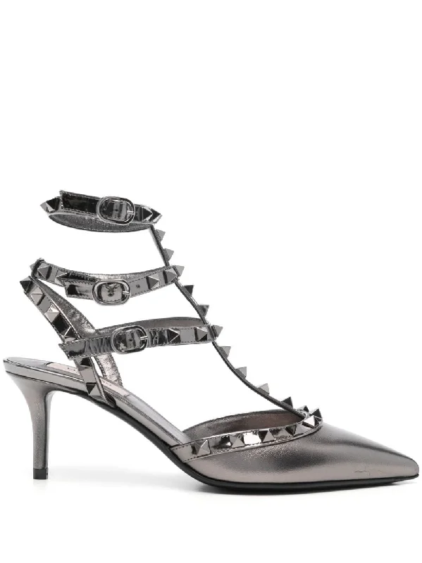 High heels for all-night comfort -high heels for weddings-VALENTINO Rockstud Ankle Strap 65mm Pumps