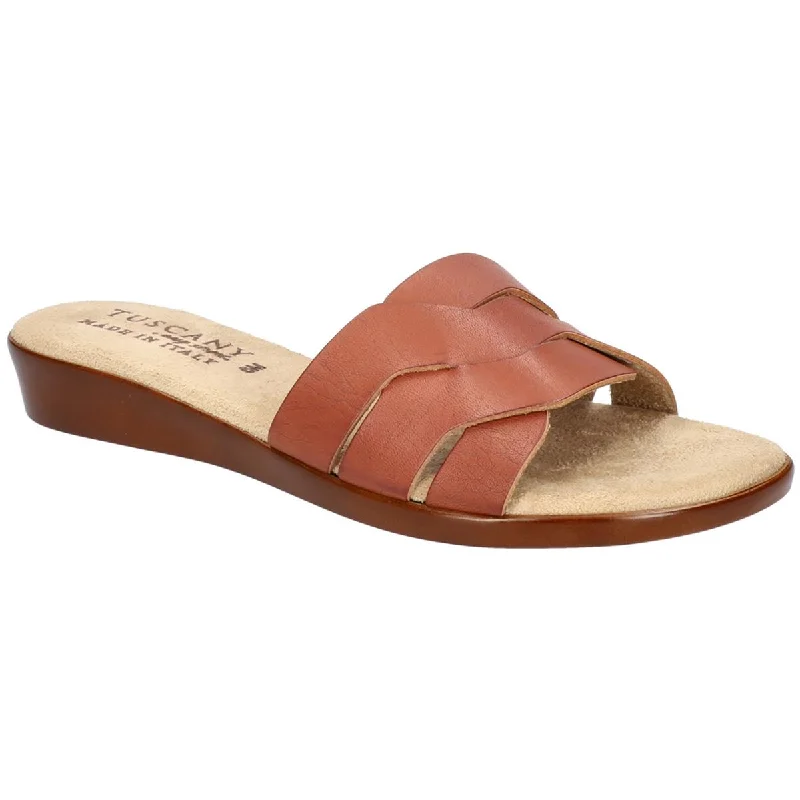 Comfortable sandals for long strolls-Tuscany By Easy Street Womens Nicia Padded Insole Faux Leather Slide Sandals