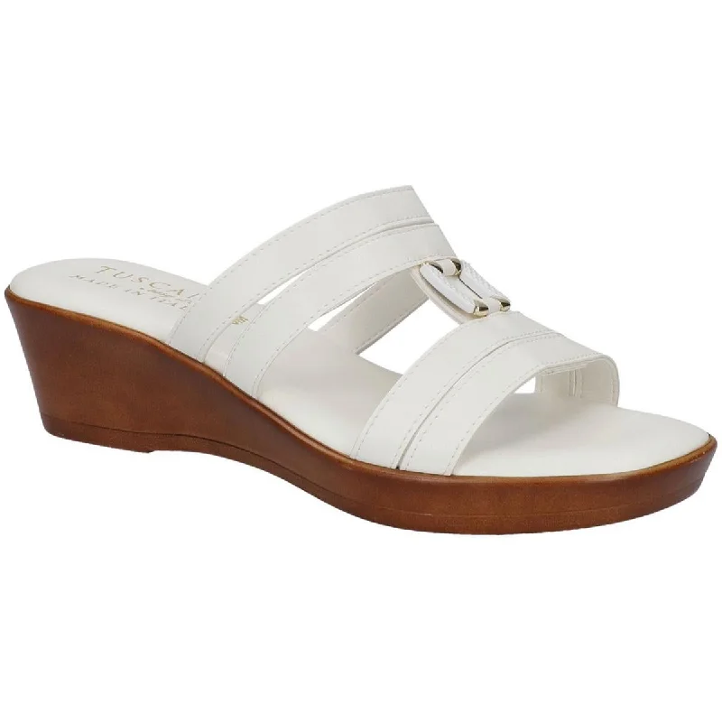 Affordable sandals for summer sales-Tuscany By Easy Street Womens Anzola Faux Leather Open Toe Wedge Sandals