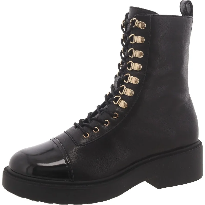 Waterproof boots for rainy paths-Steve Madden Womens Reade Leather Cap Toe Combat & Lace-Up Boots