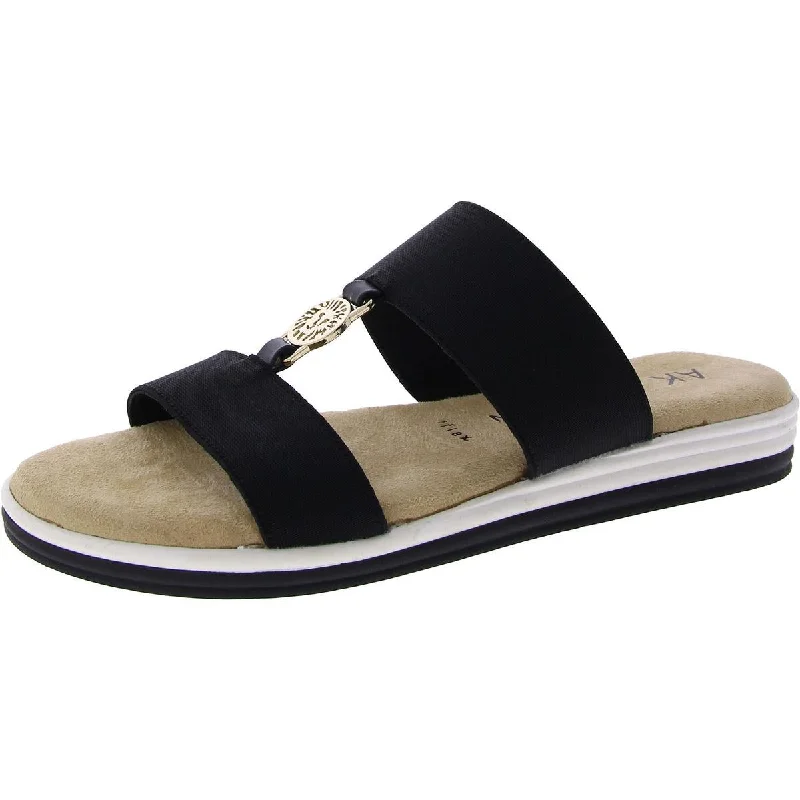 Breathable sandals for humid trips-Anne Klein Womens Canvas Slip On Slide Sandals