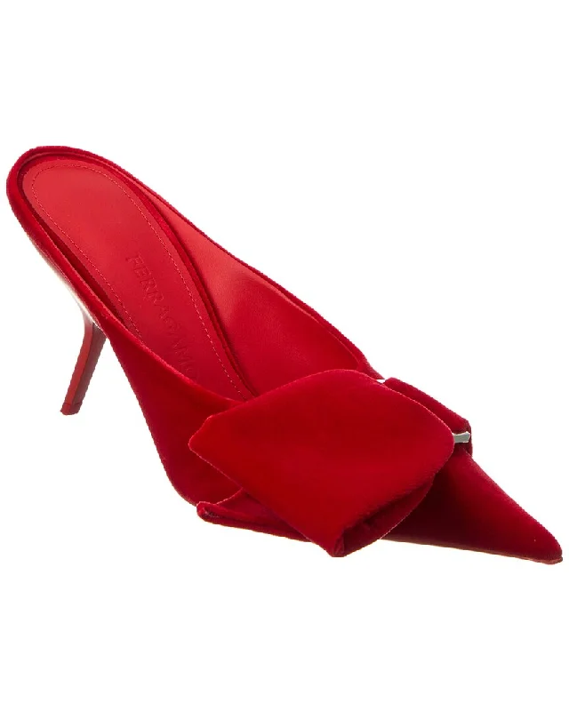 High heels with cushioned midsoles -comfortable high heels for women-Ferragamo Asymmetric Bow Velvet Pump