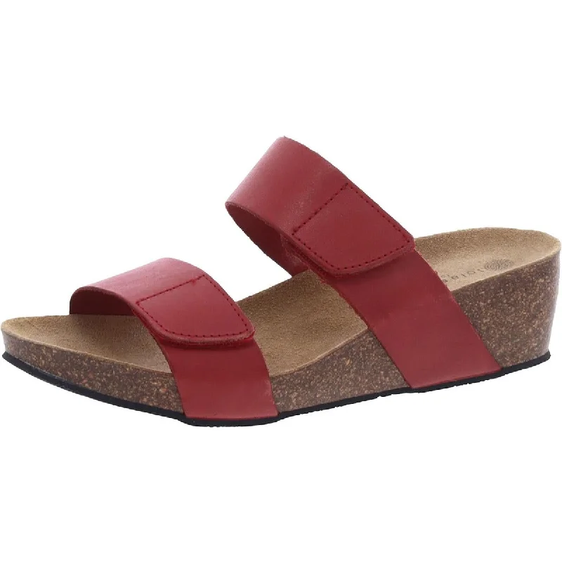 Cushioned sandals for plantar relief-Lola Sabbia Womens Liat Faux Leather Slip On Wedge Sandals