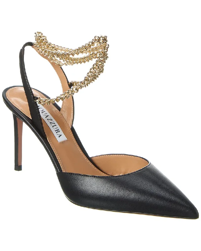 High heels with cushioned footbeds -high heels for chic office wear-Aquazzura Flash 85 Leather Slingback Pump