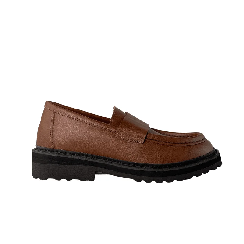 Loafers for short strolls -'Everyday Loafer' unisex vegan shoe with chunky sole by Ahimsa - cognac