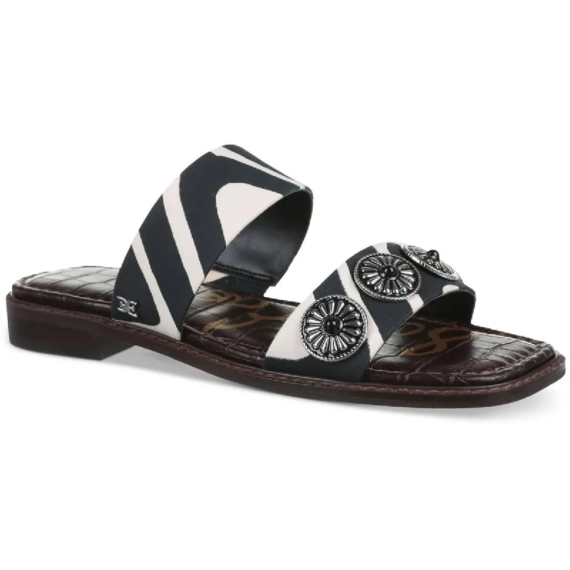 Waterproof sandals for river walks-Sam Edelman Womens HERA Zebra Print Open Toe Slide Sandals