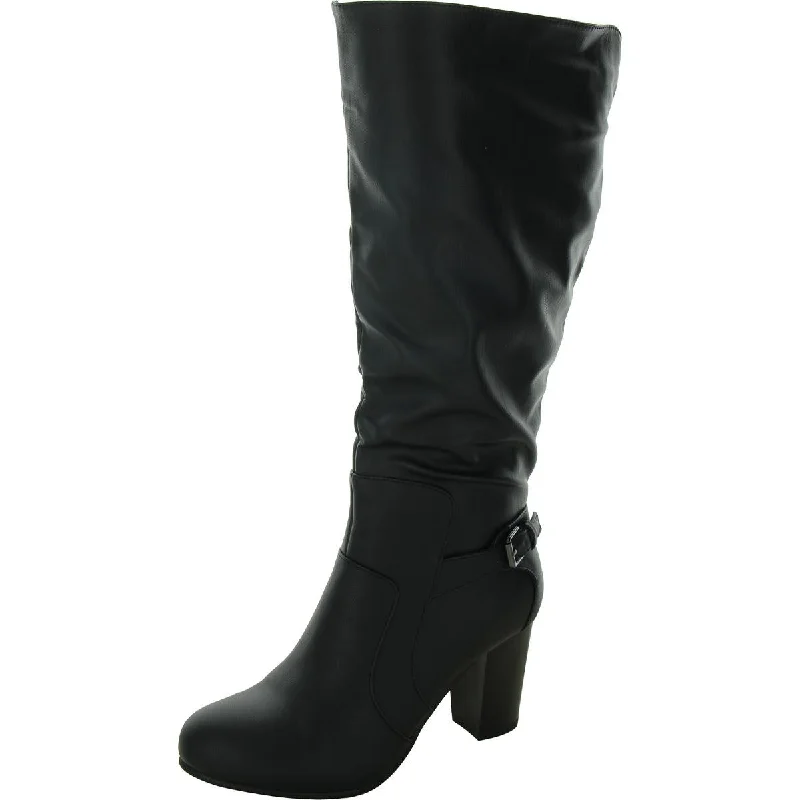 Best boots for joint support-Journee Collection Womens Faux Leather Wide Calf Knee-High Boots