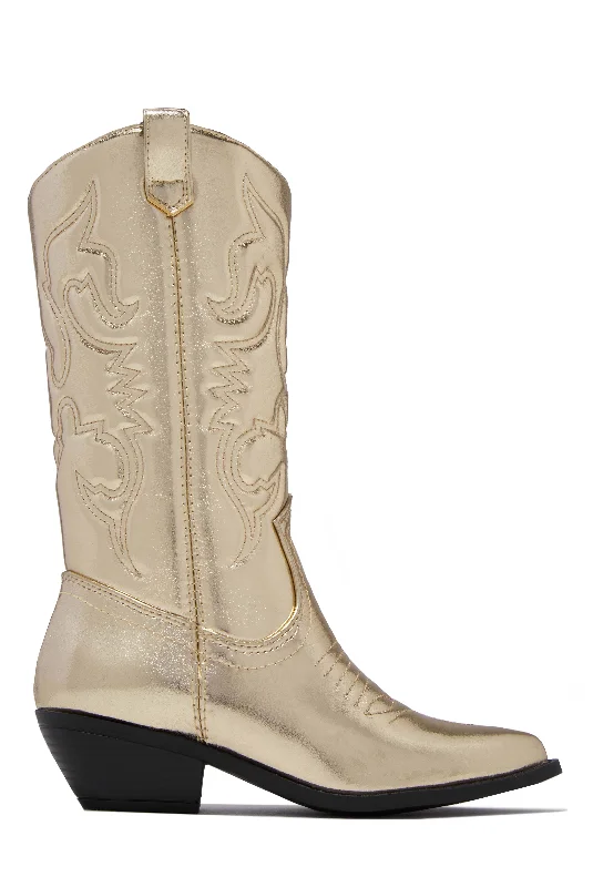 Best boots for icy roads-Libby Cowgirl Boots - Gold