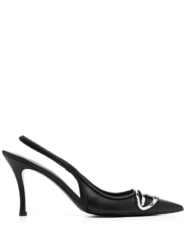 High heels with adjustable ankle straps -high heels for timeless elegance-DIESEL Sleek Leather Slingback Pumps