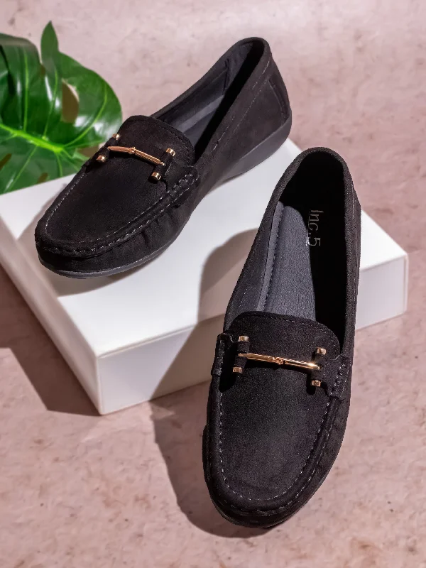 Loafers for drizzly days -Womens Black Casual Square toe Loafers