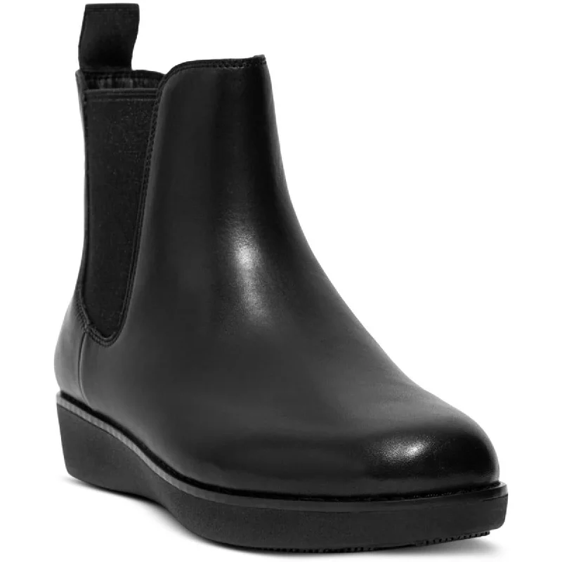 Slip-resistant boots for restaurant work-Fitflop Womens Sumi Leather Pull On Chelsea Boots