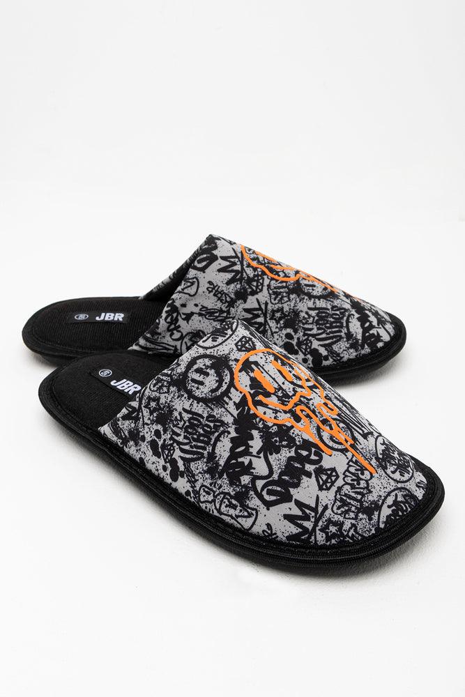 charm slippers trendy-Slipper Grey & Black