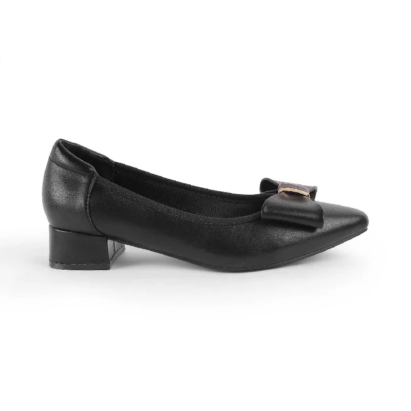 High heels for outdoor night walks -trendy high heels with bow accents-Tresmode Monalise Black Women's Dress Block Heel Pumps