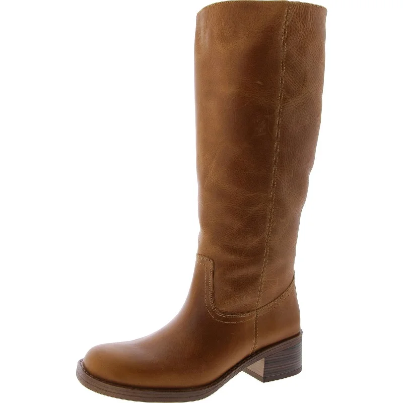 Slip-on boots for daily treks-Steve Madden Womens Nena Leather Round Toe Knee-High Boots