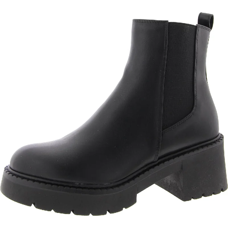 Cheap leather boots for adults-Steve Madden Womens Tactic Faux Leather Round Toe Chelsea Boots