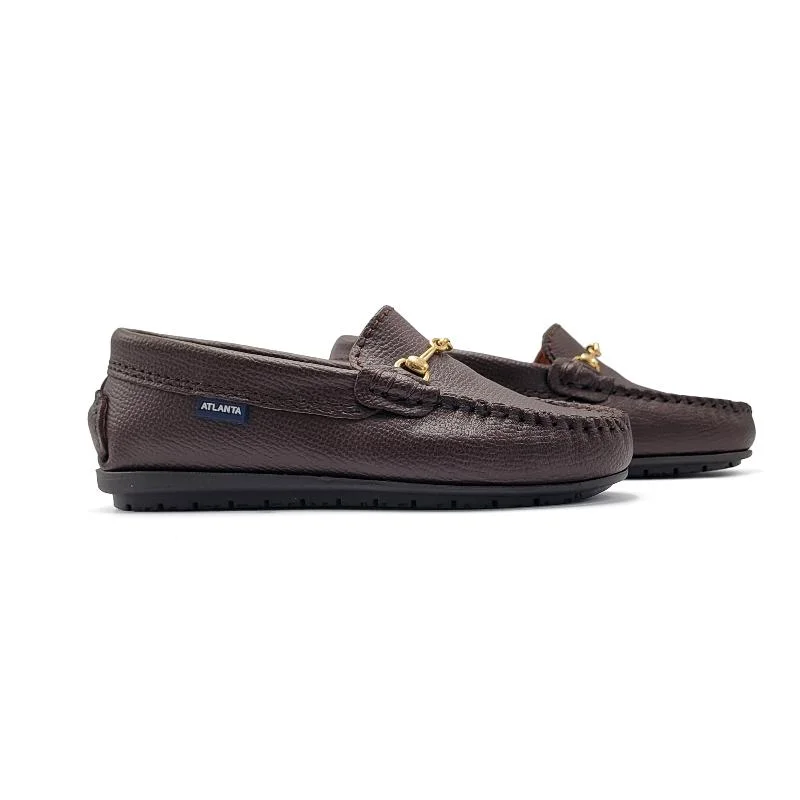 Loafers for easy dinners -Atlanta Mocassin Brown Grain Buckle Loafer 043