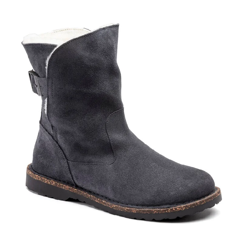 Premium leather boots for kids-Birkenstock Uppsala Shearling Suede Graphite Boot Women's