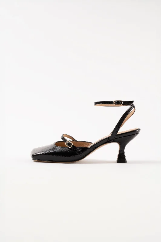 High heels with grippy comfort -high heels for a night out with friends-TERESA -  Black Patent Leather Pumps