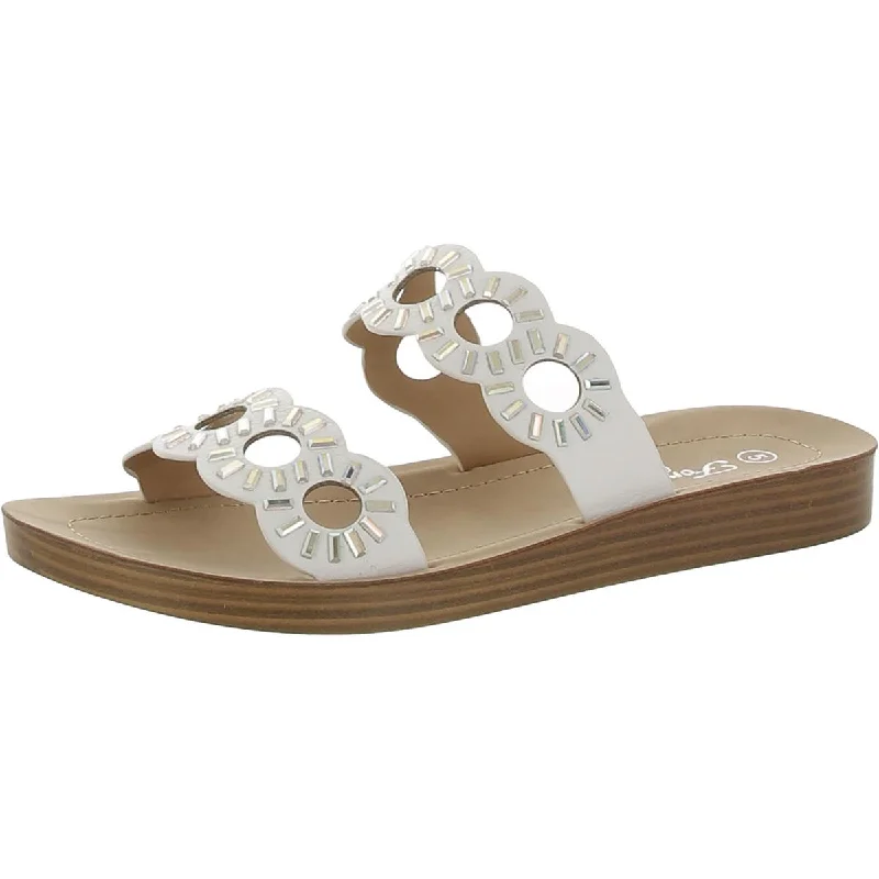 Waterproof sandals for lake strolls-Forever Comfort Womens Yara Faux Leather Slide Sandals