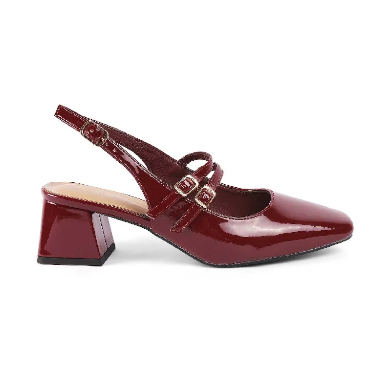 High heels for high-energy night walks -high heels for professional appearance-Tresmode Sofab Maroon Women's Dress Block Heel Pumps