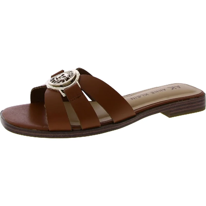 Stylish sandals for evening trips-Anne Klein Womens Faux Leather Embellished Slide Sandals