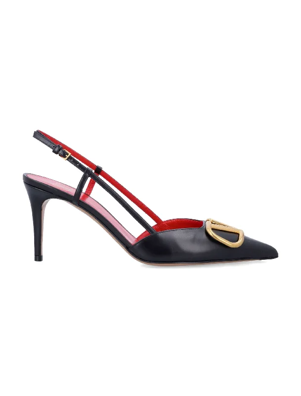 High heels with retro-inspired looks -high heels for the fashion-conscious woman-VALENTINO GARAVANI Signature Slingback Pumps with Vintage Brass Detail - 8 CM Heel