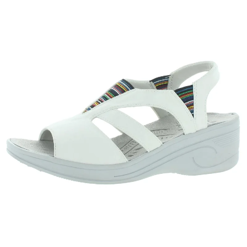 Breathable sandals for long summers-SoLite by Easy Street Womens Uplift Rainbow inset Slingback Wedge Sandals