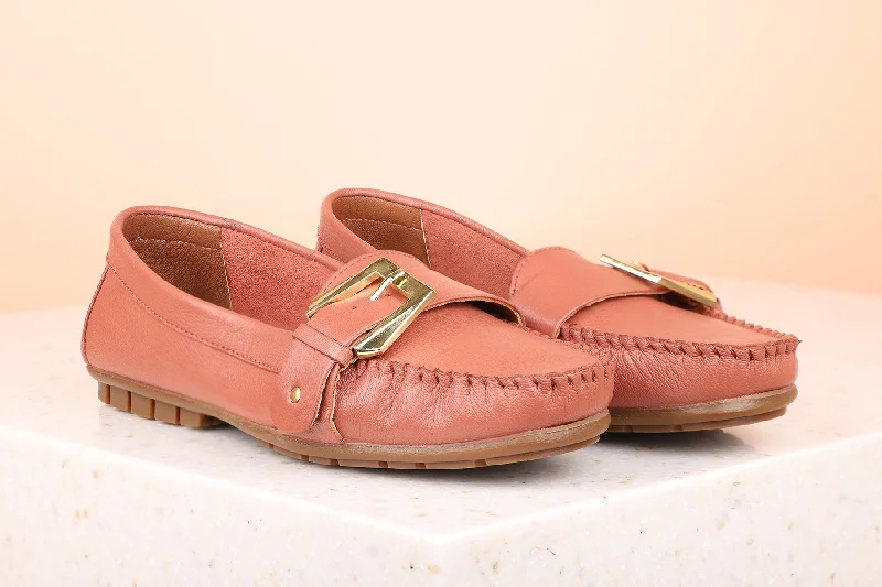 Loafers with rugged leather -Buckle Leather Loafers