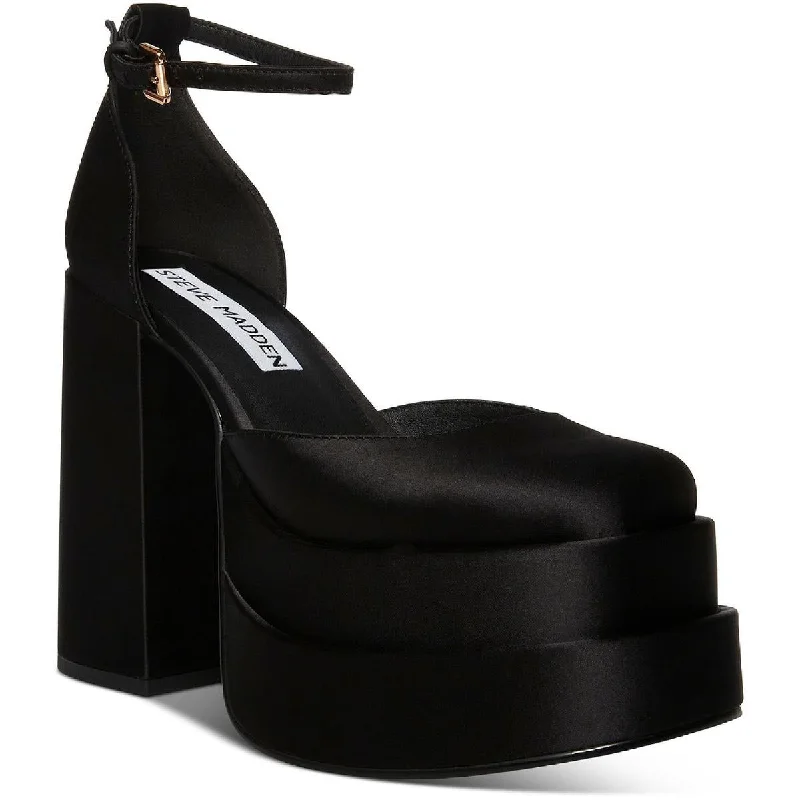 High heels for outdoor night walks -open-toe high heels-Steve Madden Charlize Women's Satin Platform Chunky Block Heel Pumps