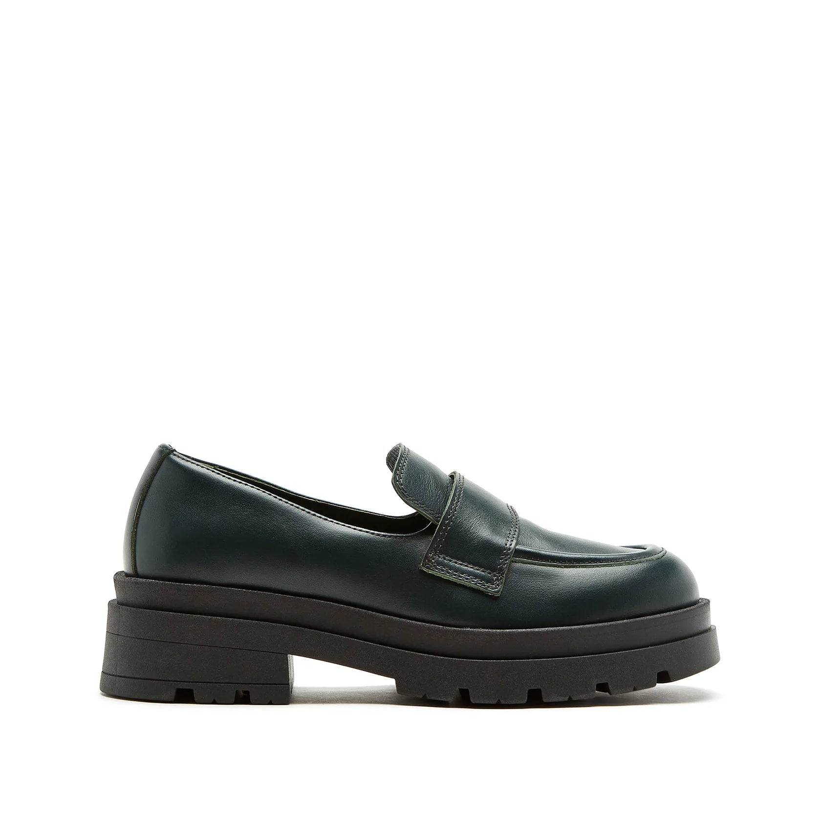 Loafers for easy days -Geraldine Green Leather Loafer