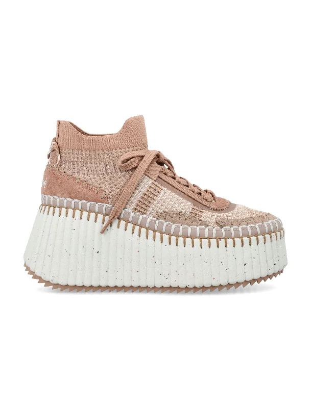 Athletic shoes with trendy midsoles -CHLOÉ Eco-Chic High-Top Wedge Sneakers