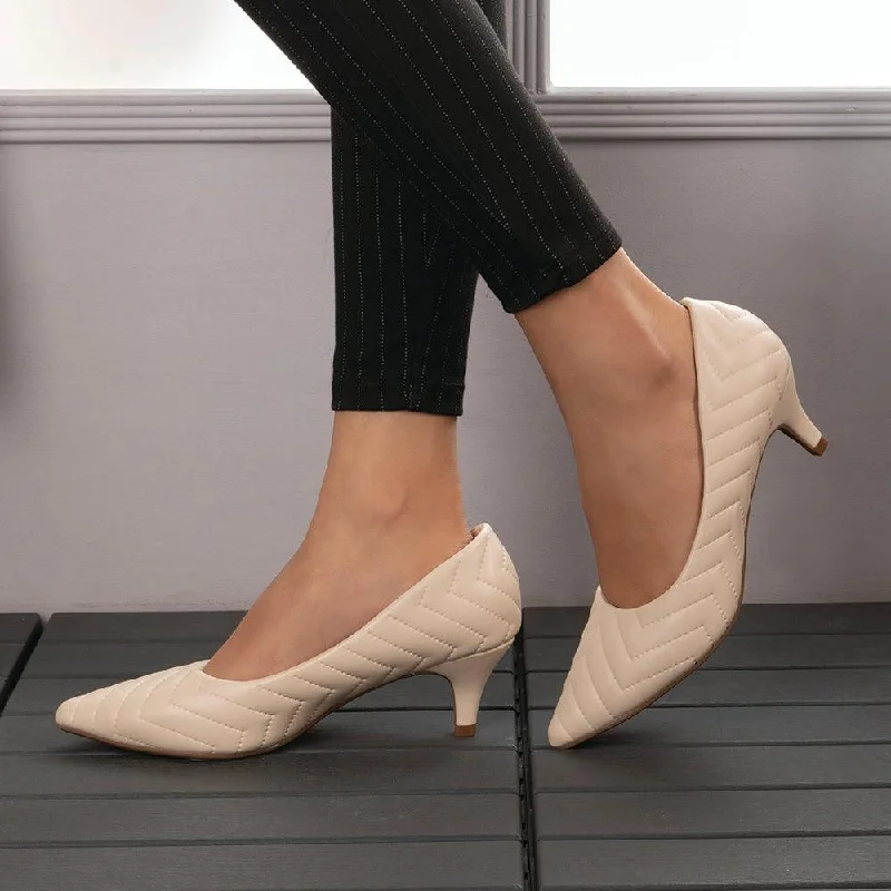 High heels with quick-dry materials -high heels for elegant evening wear-The Milenz Beige Women's Dress Pumps Tresmode