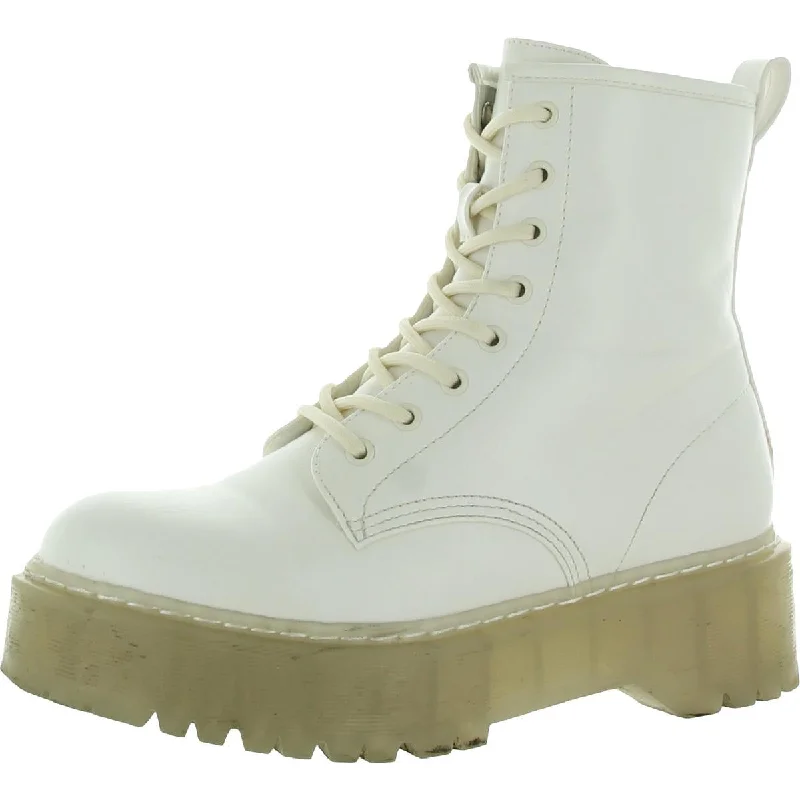 Premium chelsea boots for teens-Steve Madden Womens Bettyy Zip Up Round Toe Combat & Lace-up Boots