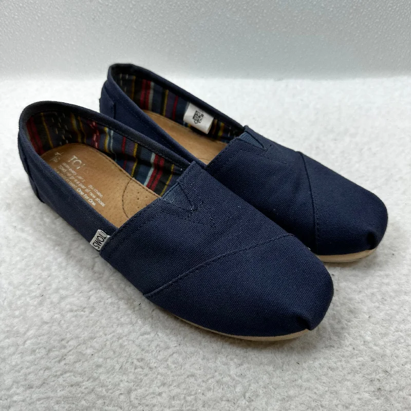 comfortable flats for travel convenience-Shoes Flats Ballet By Toms In Navy, Size: 8