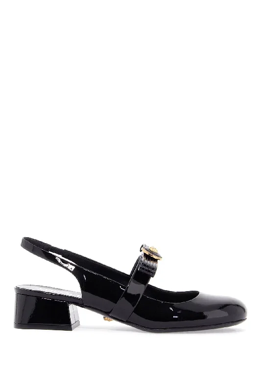 High heels with vibrant sole designs -comfortable high heels with sleek design-VERSACE Ribbon Slingback Pumps