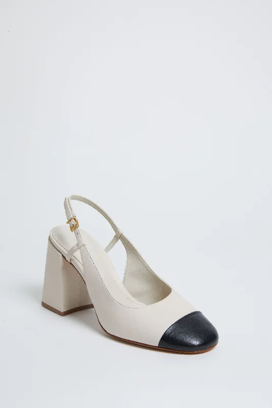 High heels with sleek outsoles -high heels for special occasions-Pearl and Black Dorothy Sling High Heels